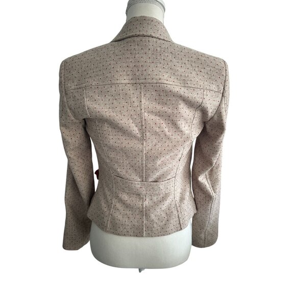 EMANUEL UNGARO Ungaro Fever Red Beige Polka Dot Bow Blazer Size 2 - Picture 12 of 13